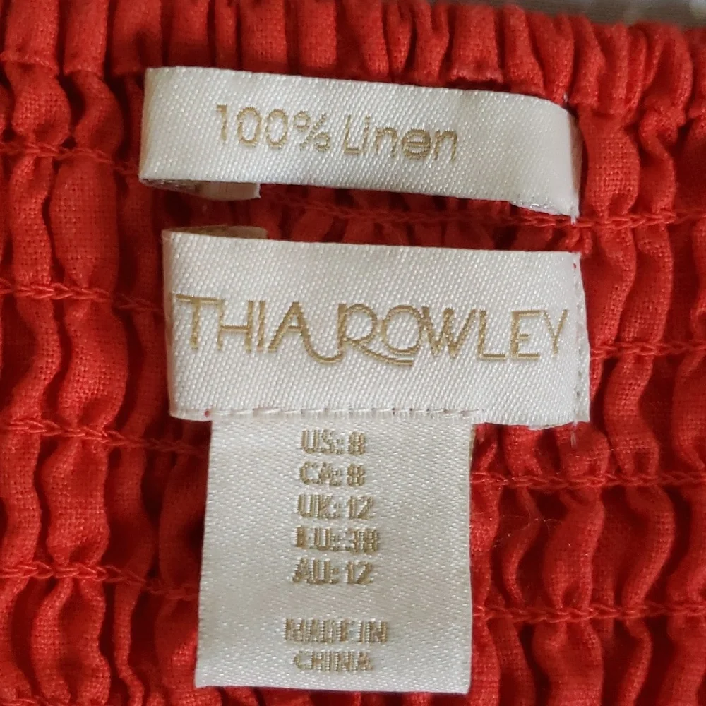 Cynthia Rowley 100% Red Linen Dress - Picture 4 of 6